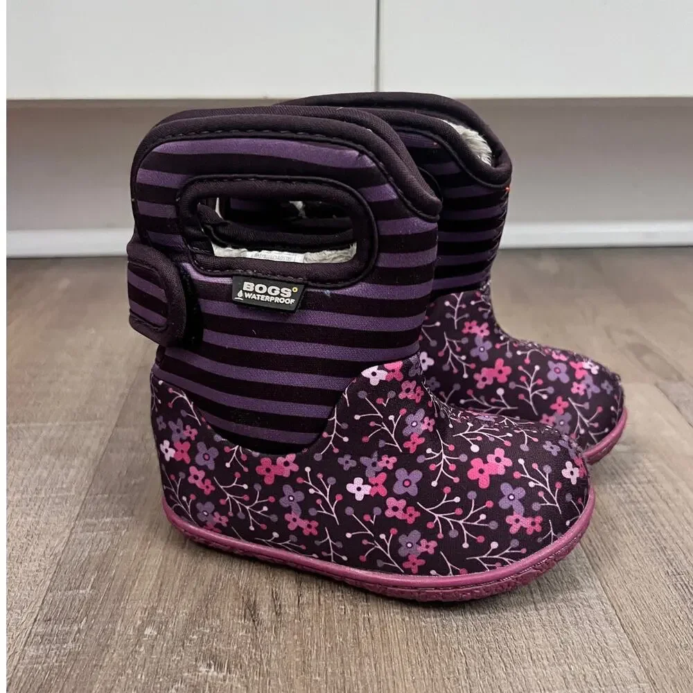 Bogs Classic Flower Stripe Baby / Toddler Winter Rain Boots